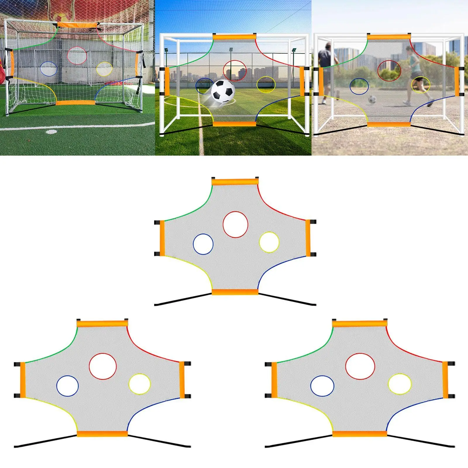 Football Throwing Net Soccer Goal, Training Target Equipment with Colorful Target for Soccer Club Kids Outdoor Sports