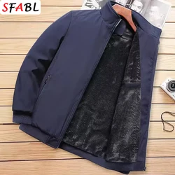 Autumn Winter Fleece Lined Men's Winter Coat Jackets for Men Business Office Dress Coat Thick Warm Casual Solid Color Parka Man