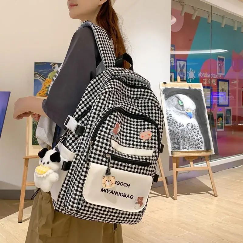 Women Harajuku Korean Print Men Backpack Student Nylon Laptop New 2023 Cool Book School Bag For Teenage Girls Book Bags Ladies