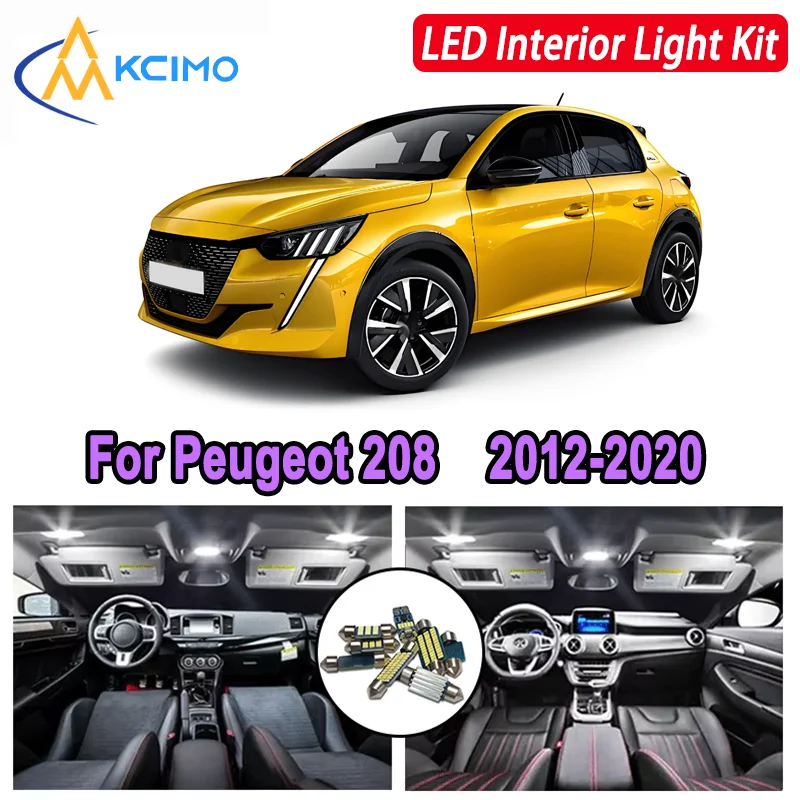 

Kcimo For Peugeot 208 (2012-2020) Premium Bright LED Interior Dome Map Trunk Light Kit Car Led Lamps Canbus New Car LED Lights
