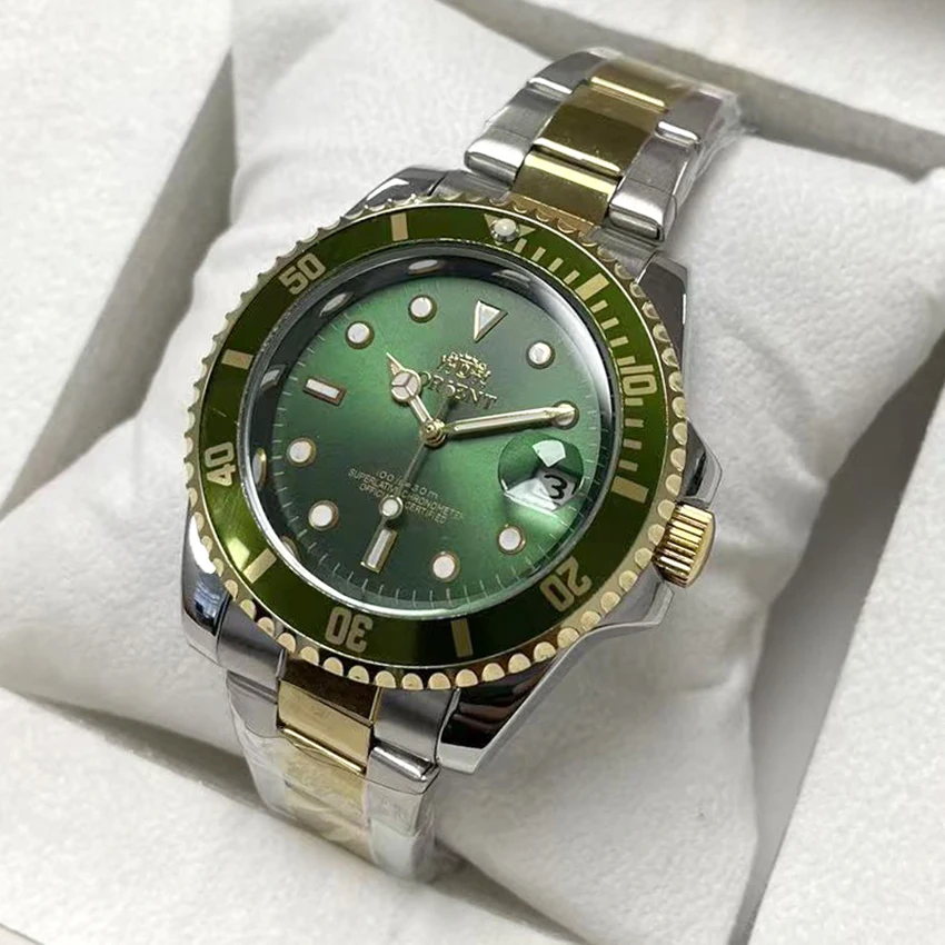 Orologio Orient Double Lion Orologio meccanico giapponese completamente automatico ricondizionato Orologio da uomo d'affari con striscia in acciaio inossidabile