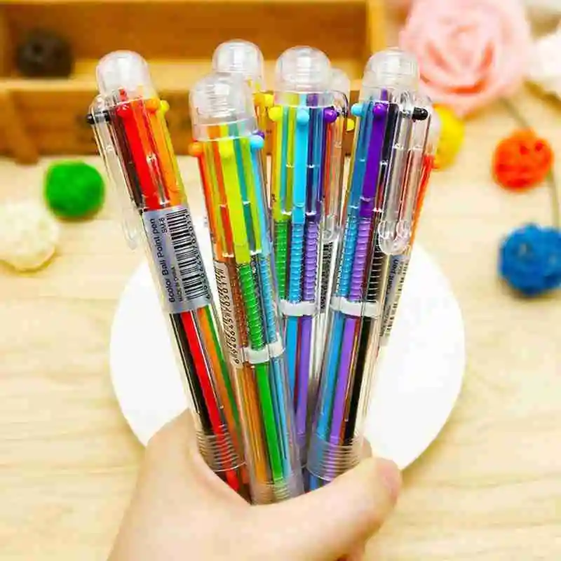 5/10/20 Pack 6-in-1 Multicolor Pen for Children Gift Kids Party Favors, 6-Color Fun Kawaii Ballpoint Pens Office School Supplies