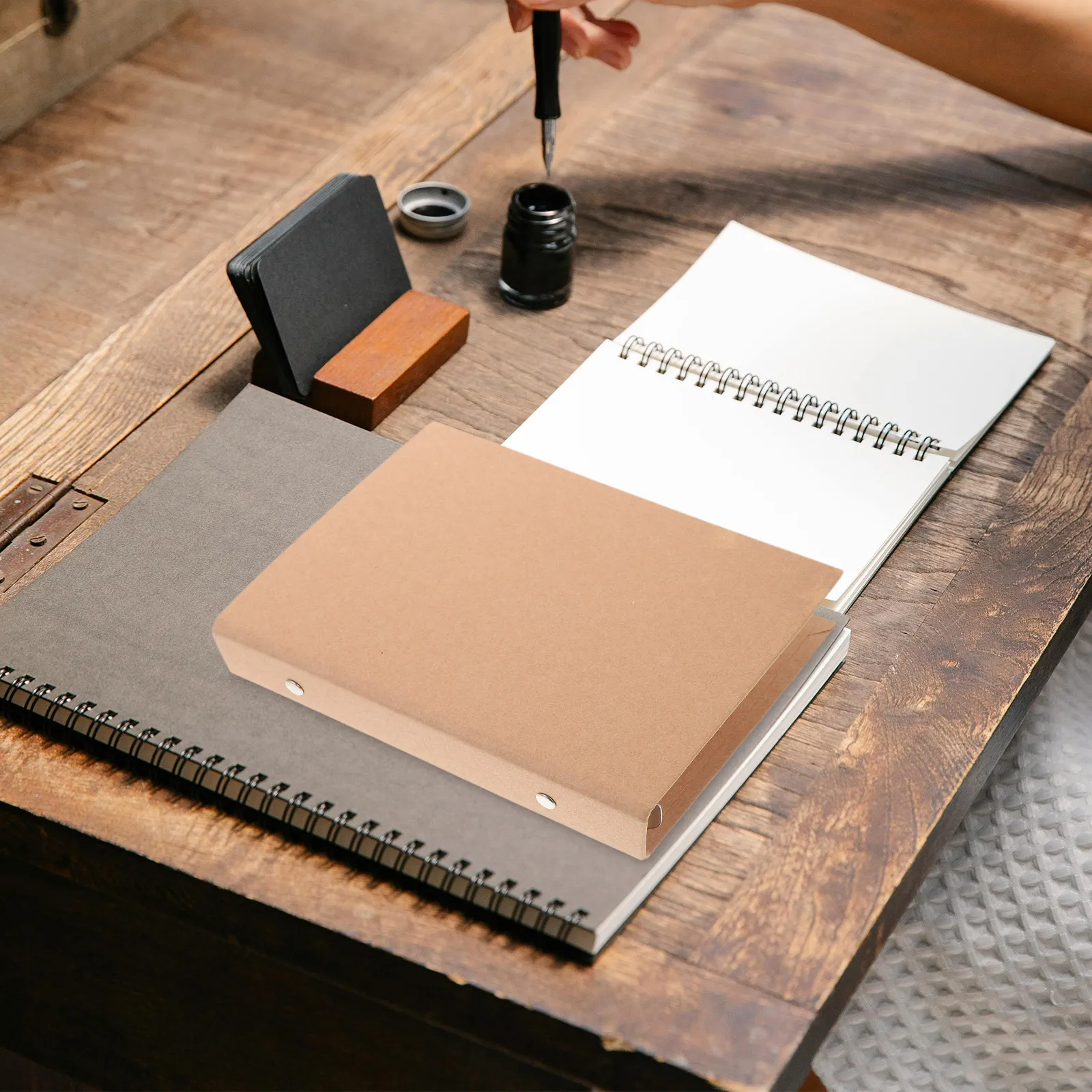 

Обложка для блокнота А5 из крафт-бумаги на 6 колец, многоразовая, для учебы, работы, организации, хранения файлов и документов