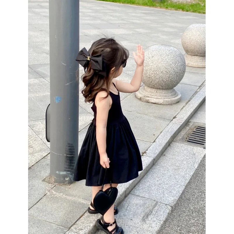 Girls' Summer Dress, Elegant Backless Cross Beach Strap Dress, Subtle Vest Dress