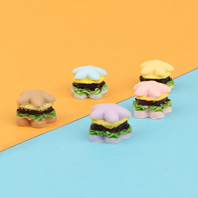 10pcs Kawaii 3D Mini Resin Star Hamburgers Cabochons Miniature Accessories Crafts Materials Figures Crafts DIY Scrapbooking Item