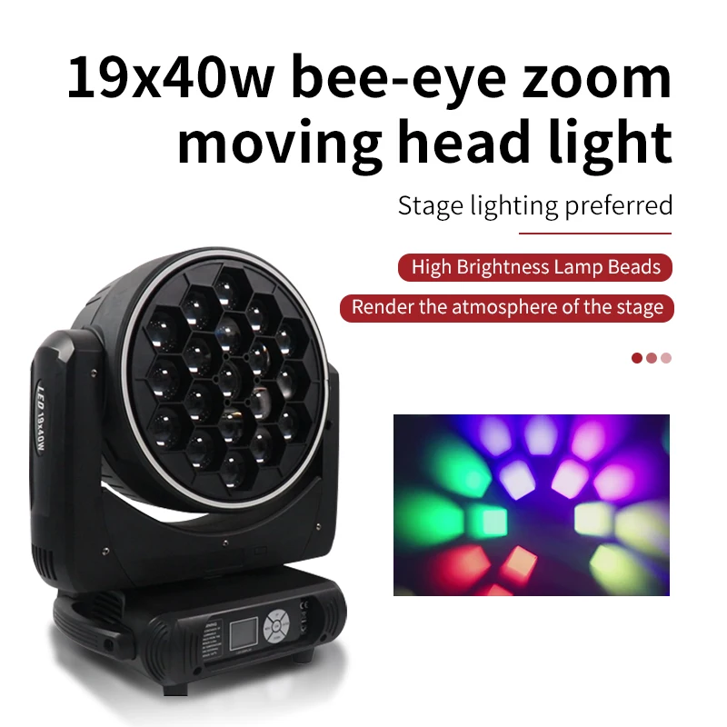 Projecteur à Tête Mobile LED RGBW 19x40W, 4 à 10 Pièces, Éclairage de Scène DMX pour Bar de Mariage