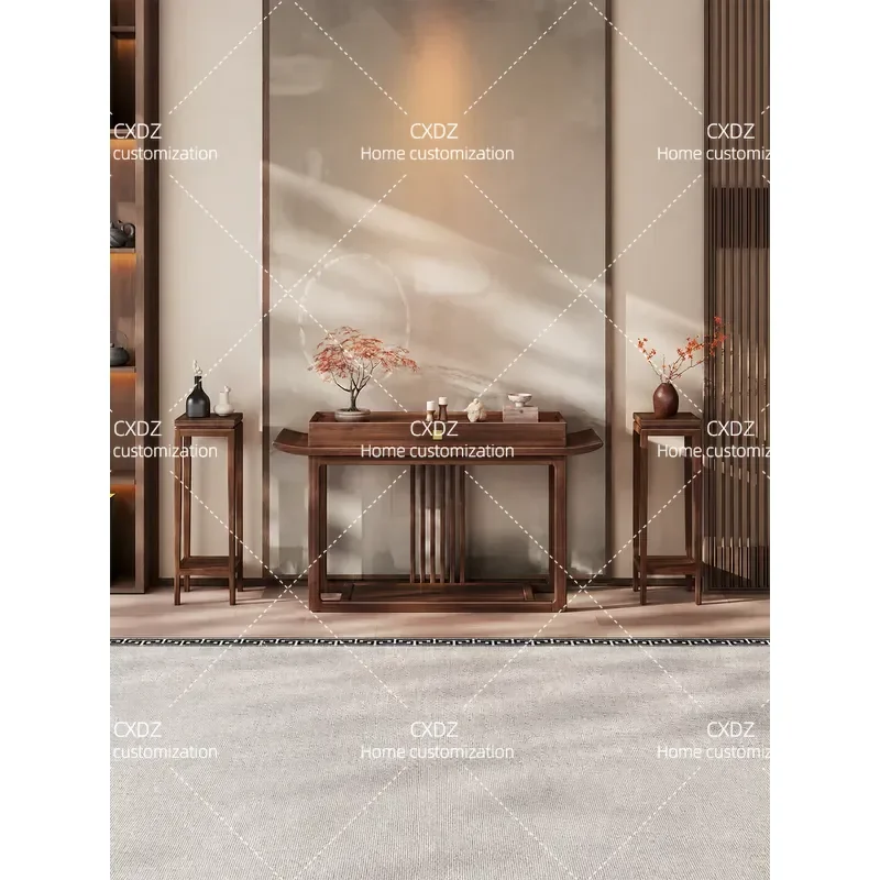 New Chinese Style North American Black Walnut Solid Wood Entrance Table Household Entryway Platform Zen Song Aesthetics
