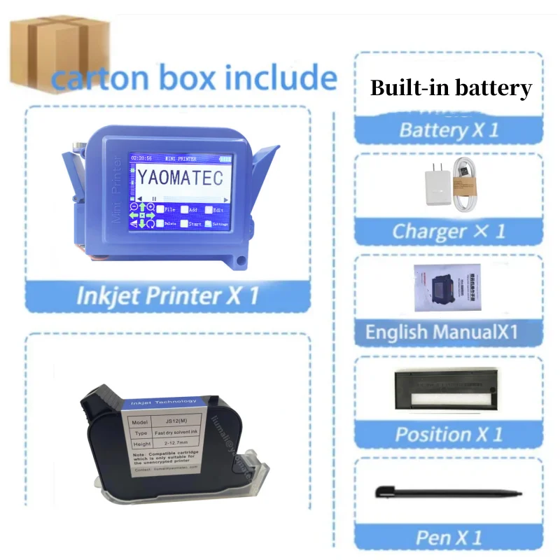 MULLIZE 27 language 12.7mm Touch Screen QR Bar Batch Code Date Logo Expiry Label Portable Handheld  Thermal Inkjet mini Printer