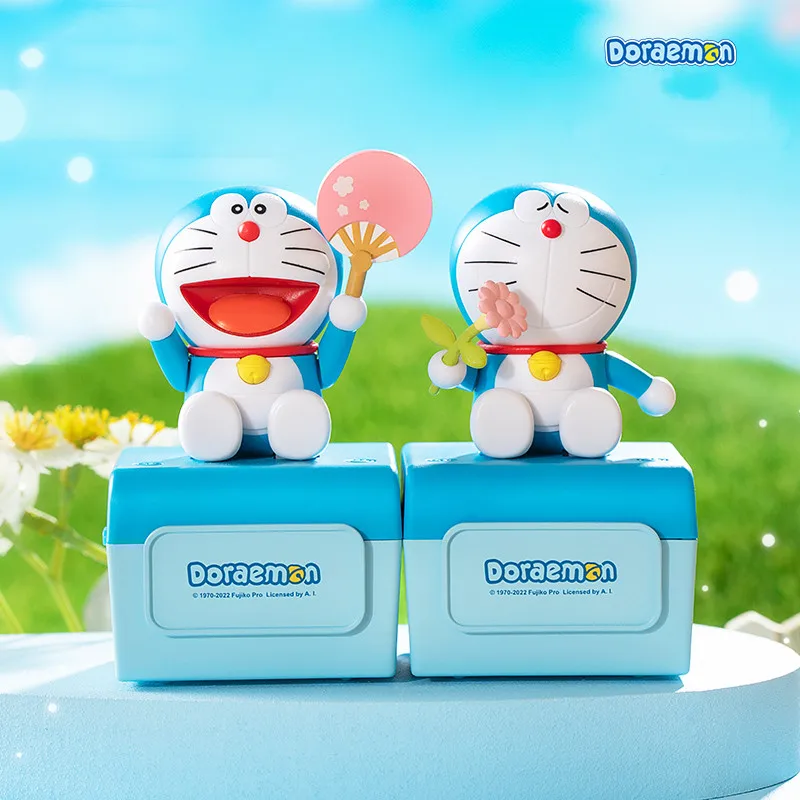 Doraemon Four Seasons Accompanying Series Sound Blind Box Toys Kawaii Action Figure Mystery Box Ornaments Dolls For Girls Gift