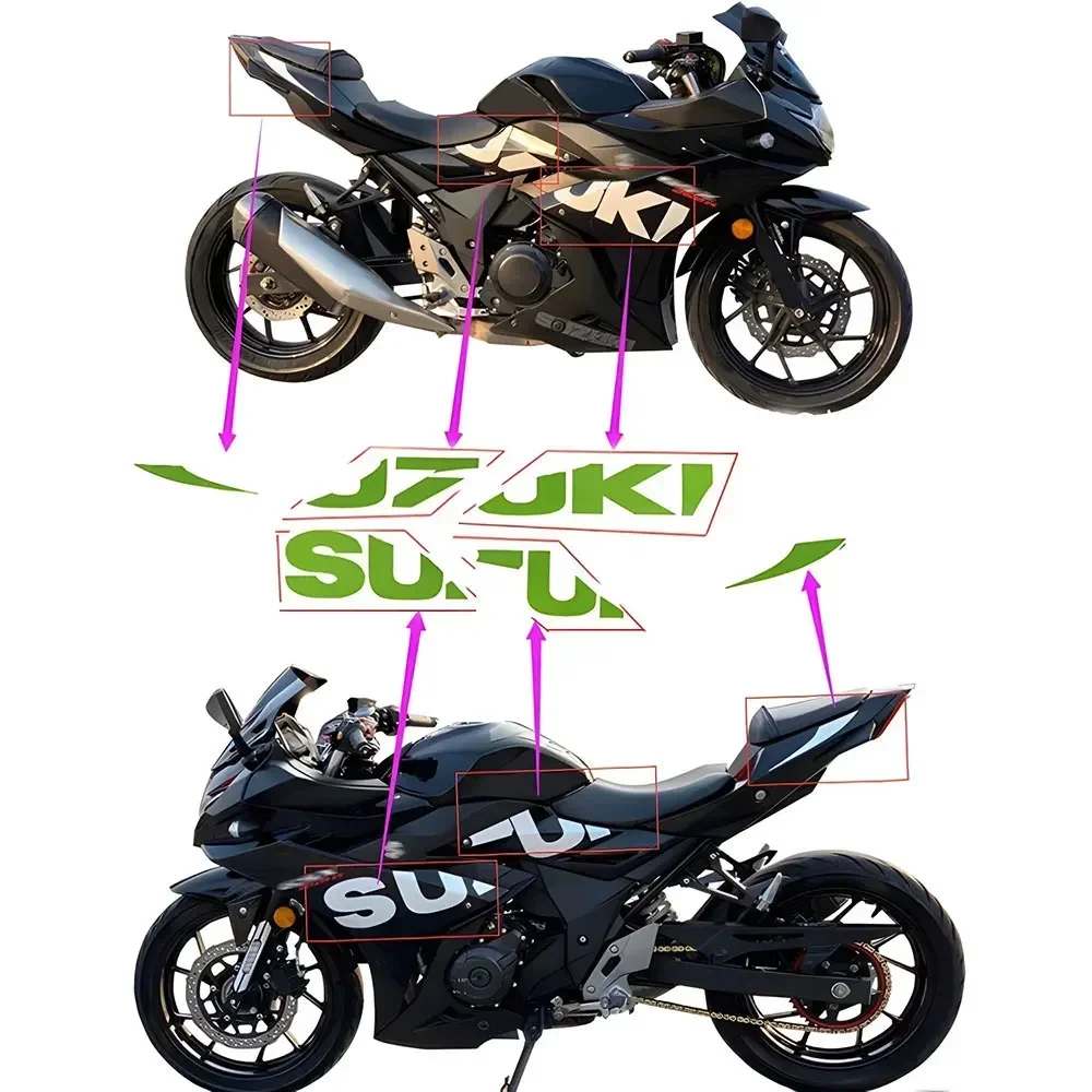 GSX250R Reflective Stickers Motorcycle Body Racing Moto Accessories Body Decals Decoration Waterproof for Suzuki GSX250R GSXR250