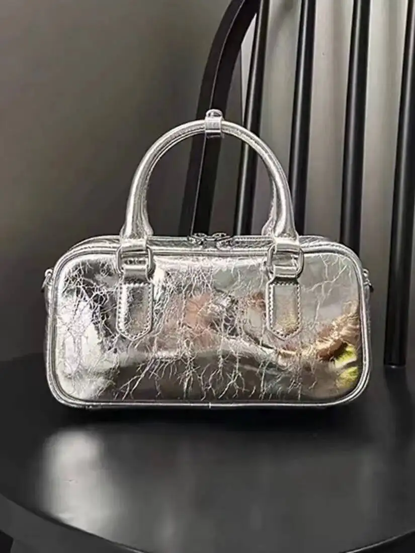 

Bloom High Street Sier Square Purse Women Hot Girls Leather Handle Messenger Ladies Vintage Y2k Hand Bag Bolso Mujer