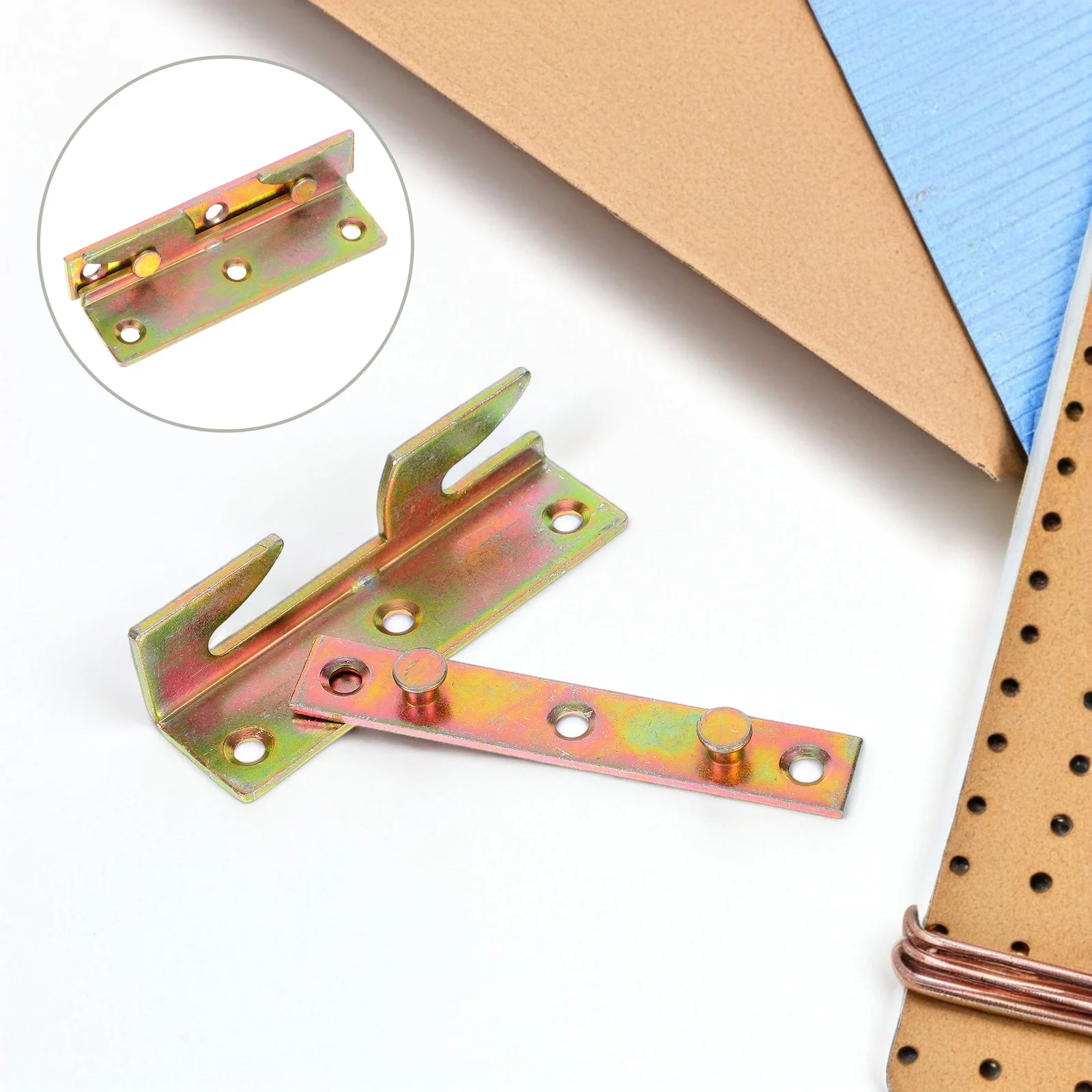 

4Sets Invisible Bed Rail Hinges Folding Connector Hardware Stable Support Bed Frame Furniture Fastening Accessories