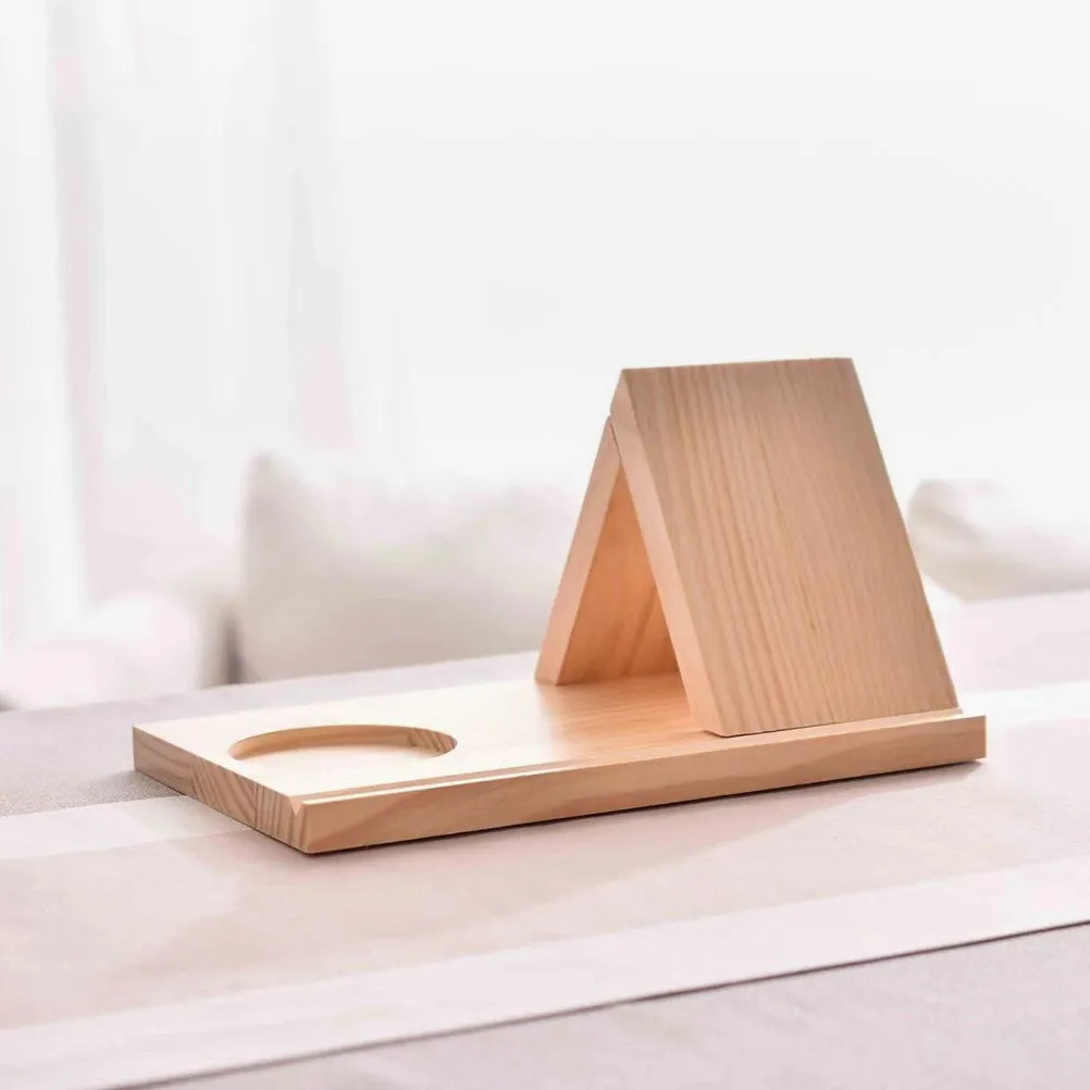 

Portable Triangle Book Holder Multipurpose Wood Bookshelf Cup Holder Phone Stand Freestanding Tabletop Book Rack Storage