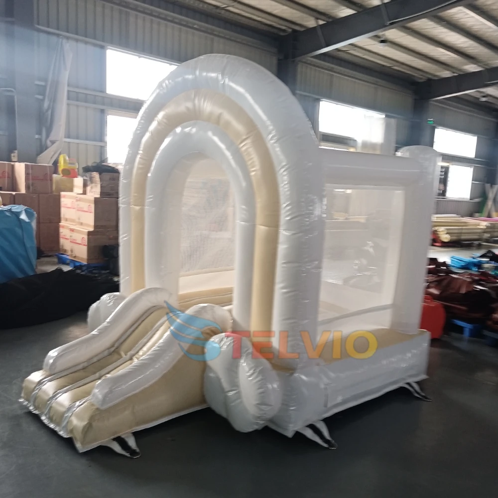 Commercial Moonwalk Wedding Bounce House With Slide Jump House Inflatable Bouncer Rainbow Jumping Castle For Kids