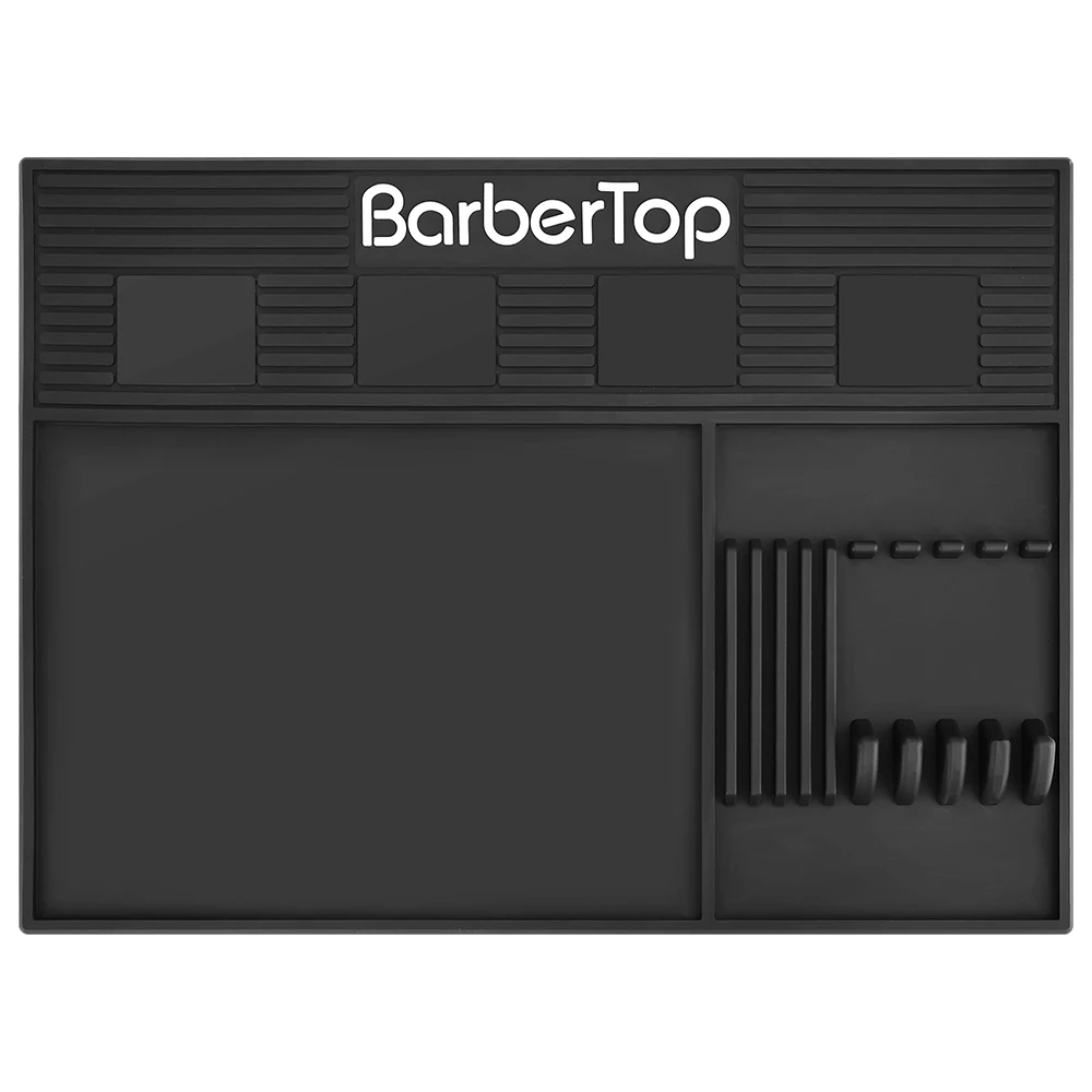 

Barber Hair Stylist Magnetic Tray Mat 6 Slots Table Organizer for Razor & Scissors Anti-Slip Salon Workstation Tools Holder