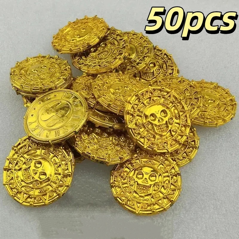 50 stuks faux bronzen Romeinse piraatmunten plastic grap rekwisieten voor feestdecoraties en carnavalsplezier