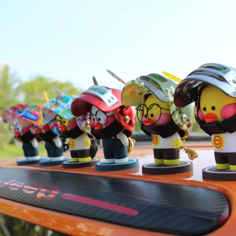 

New Motorcycle Small Yellow Duck Propeller Helmet Standing Duck Decoration Cartoon Bike Car Ornaments Accessories Dropshipping