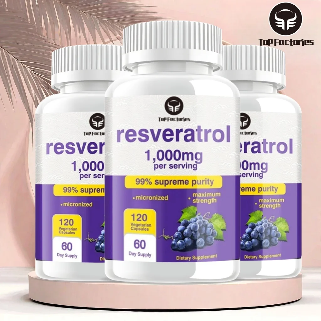 Resveratrol 1000mg High Potency Antioxidant Supplement Trans Resveratrol Promotes Antiaging Cardiovascular