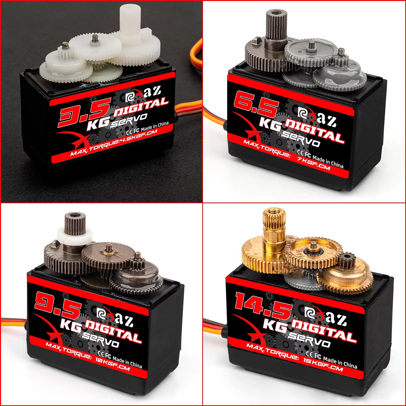 RCXAZ Digitaler Servo mit 180° Rotation ° Metallgetriebe-Servo 3,5KG 6,5KG 9,5KG 14,5KG Hochgeschwindigkeits-Servo für RC-Auto Roboter Boot RC-Helikopter – Detail 5