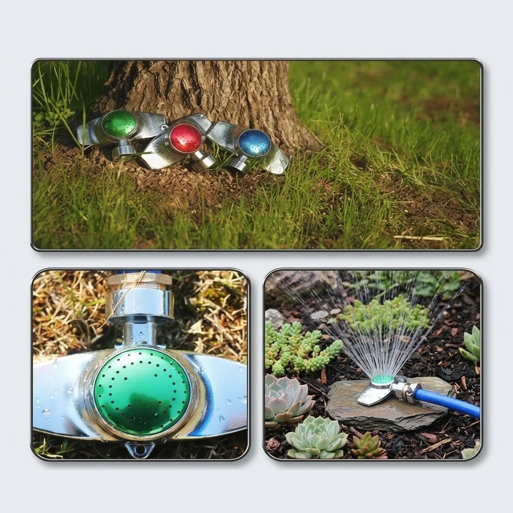 Zinc Alloy Outdoor Watering Sprinkler 30ft Spray Coverage 360 Degree Rotation for Lawns Patios and Greenhouse Use
