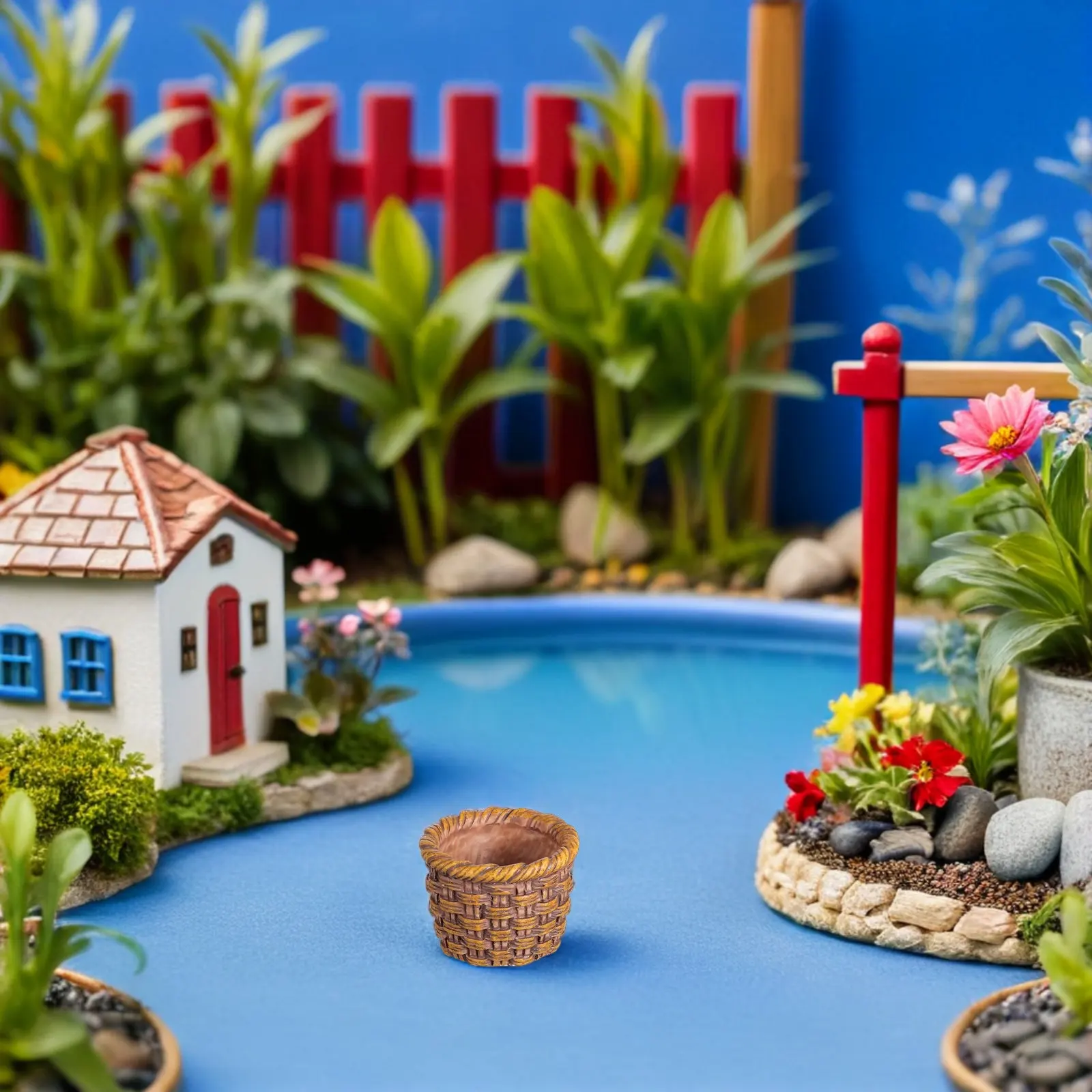 

20 миниатюрных корзинок из искусственного ротанга - Детализированные декоративные корзины из смолы для демонстрации - Миниатюрные предметы для кукольного домика, для организации хранения