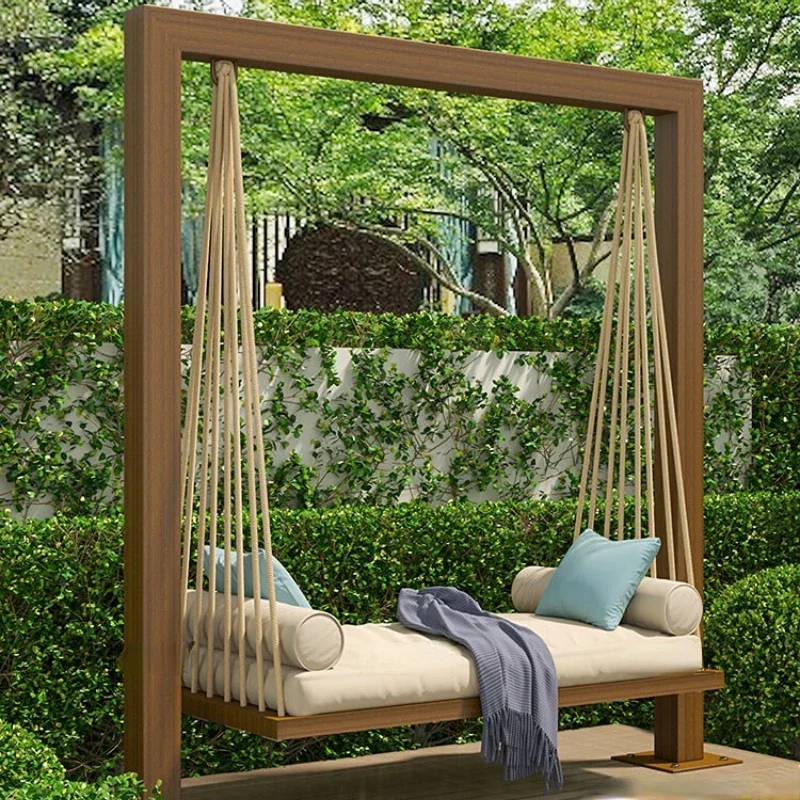 Outdoor swing balcony hanging chair courtyard outdoor swing home single and double rocking chair rattan hanging basket