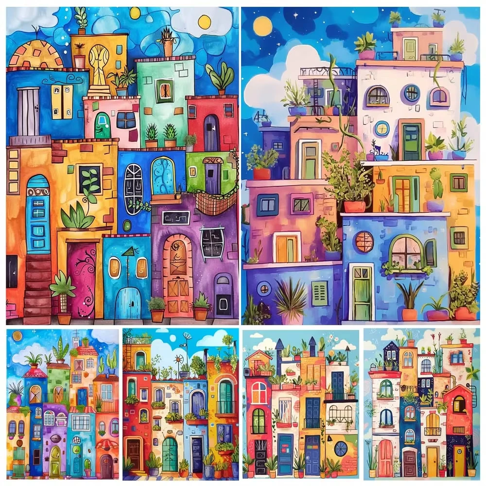 

MINISO Oil Painting By Number Multicolor Colours House Home Decoration Painting Wall Bedroom Room Decor Gift Frameelss