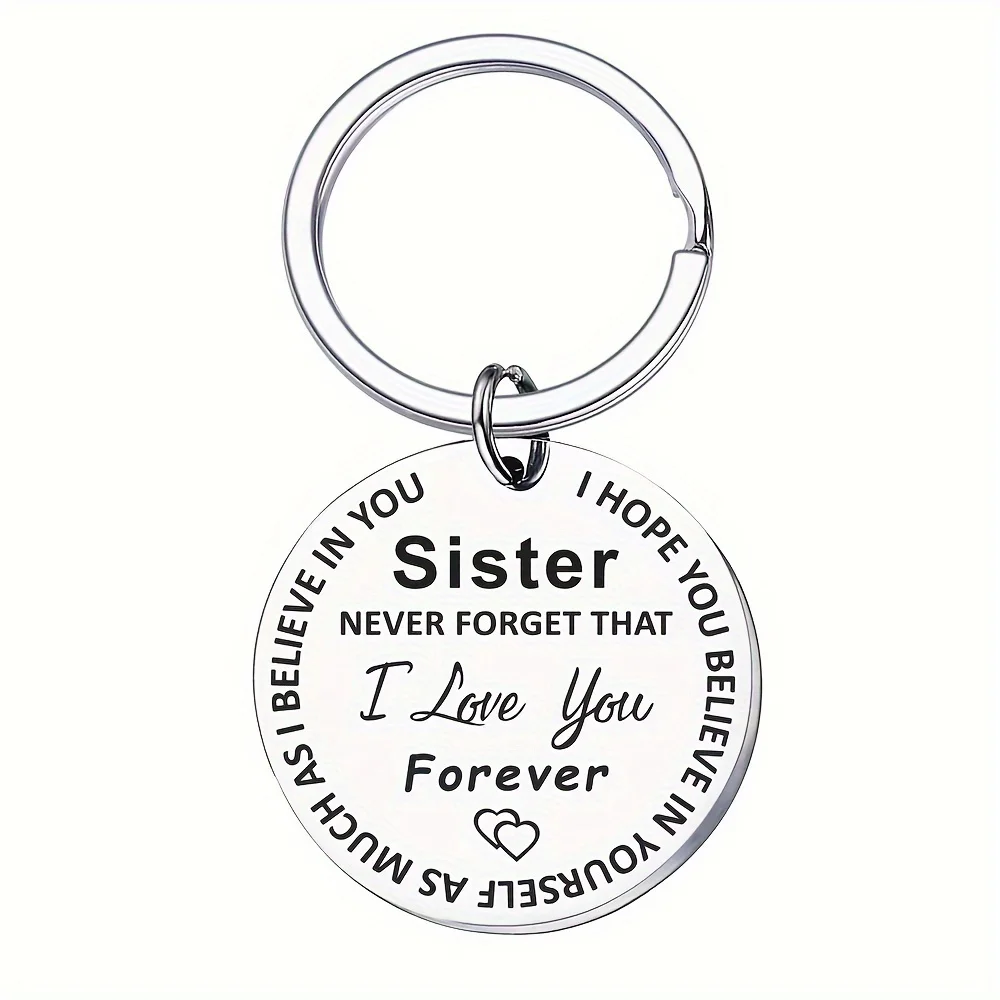 1pc Personalized Stainless Steel Keychain Gift For Sister