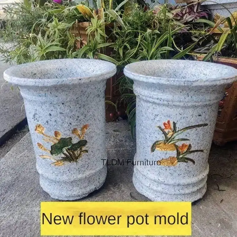 Bottom Decoration Homemade Mold Garden Large Plastic Model Round Grouting Cement Orchid European Bonsai Cement Flower Pot Mold W