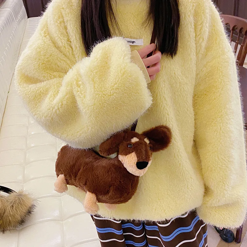 

Новинка 2025 года, плюшевая сумка через плечо для такси, милая сумка для мобильного телефона с рисунком щенка для девочек