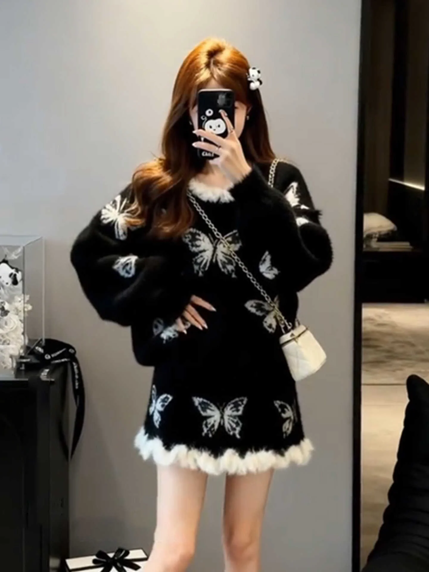 

Потрясающий зимний модный комплект: женская красивая юбка и топ с эффектом похудения, корейский стиль, длинный рукав