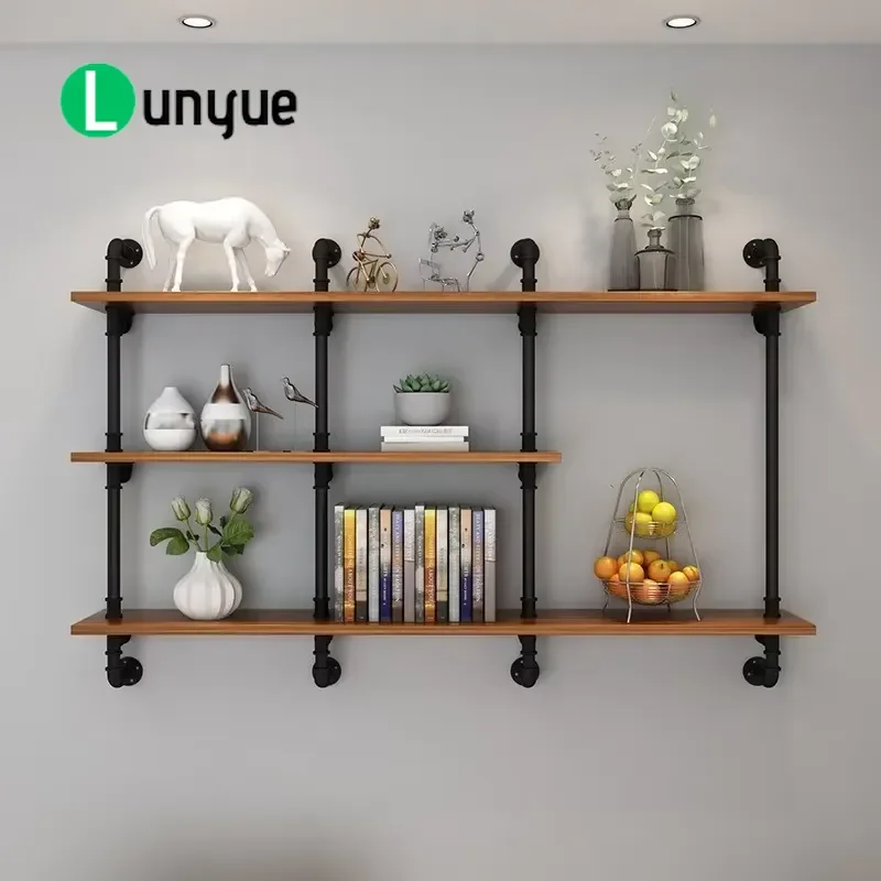 Industrial Vintage Wall Mounted Wine Rack Iron Pipe Hanging Bracket DIY Storage Shelf Bookshelf for Home Bar Cafe Decor