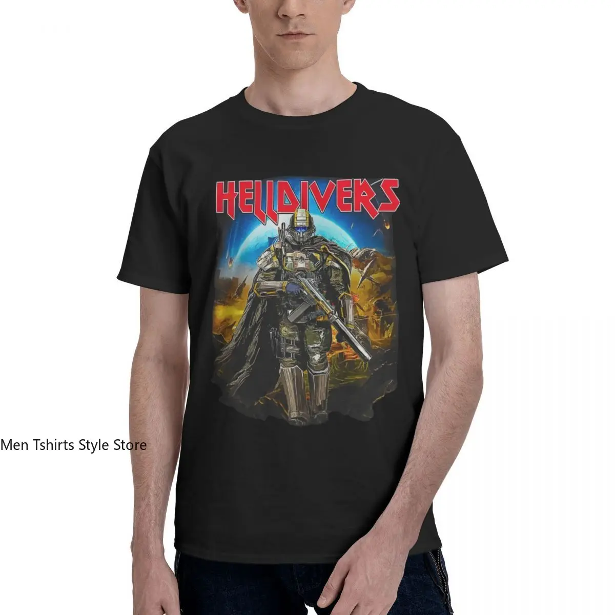 Novelty Game Helldivers 2 Skull T-Shirt Men Crewneck 100% Cotton T Shirt Malevelon Creek Short Sleeve Tee Shirt Original Tops