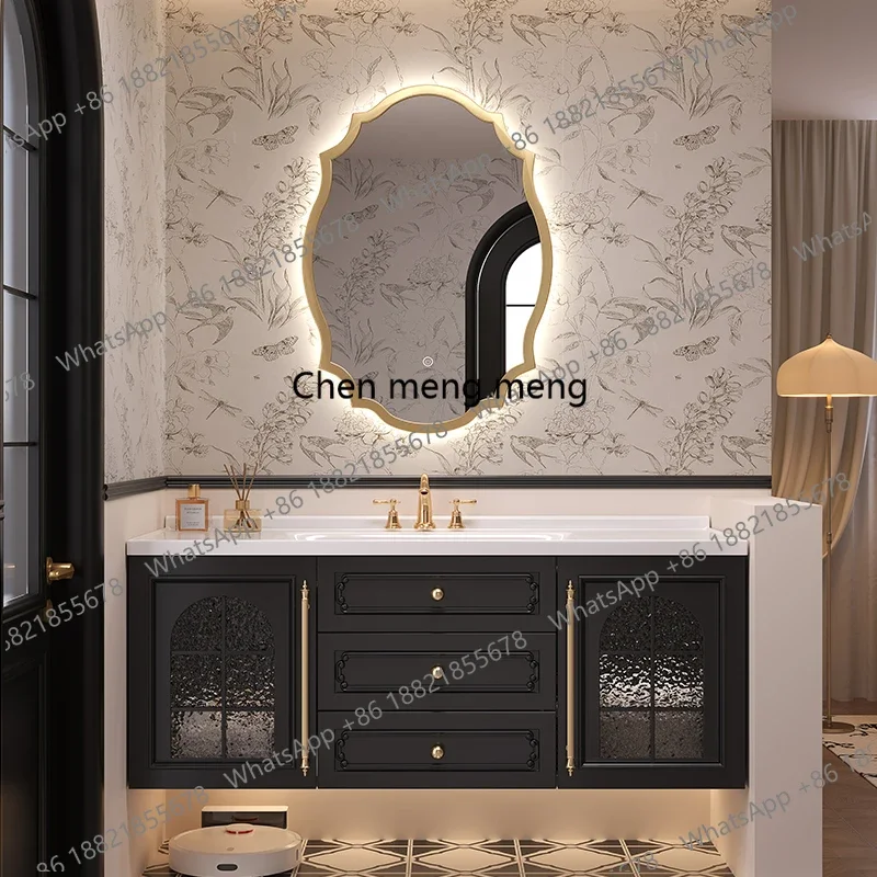 M45 Rustic Hanging Bathroom Cabinet Faucet Modern Wood Storage Bathroom Cabinet Mirror Narrow Smart Meuble Salle De Bain