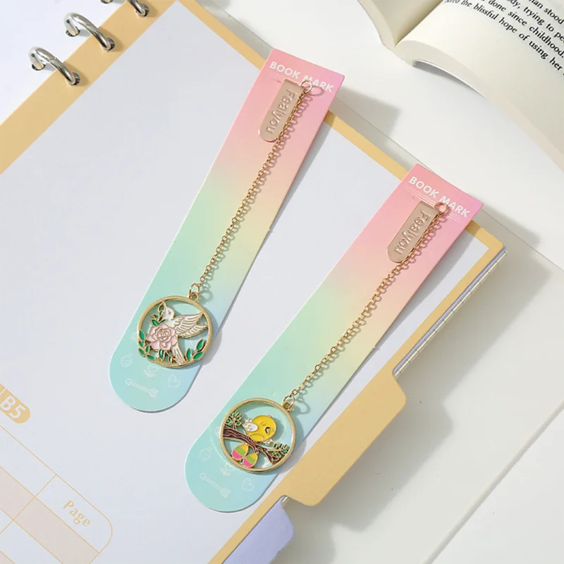 Cartoon Flower Bird World Bookmarks Creative Classical Exquisite Metal Art Pattern Book Mark Page Folder Office School Supplies