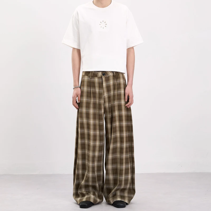 

Wide Leg Plaid Pants Men Women Japanese Streetwear Fashion Vintage Loose Casual Baggy Pant Couple Trousers