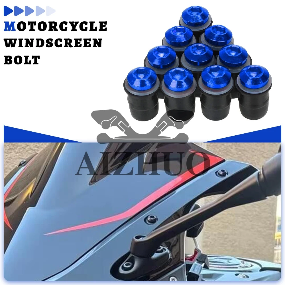 

5MM 10PCS For Suzuki GSXR 600 GSXR750 GSX-R 1000 K1 K2 K3 K4 K5 K6 K7 K8 K9 Windshield Screw Rubber Nuts Fairing Bolts Kit