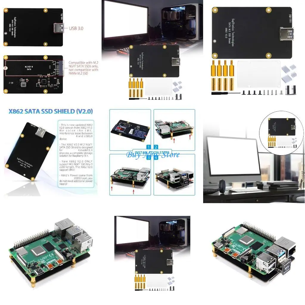 

20CE USB3.0 X862 V2.0 SSD Expansion Board forRaspberryPi 4 for 2280 SSD