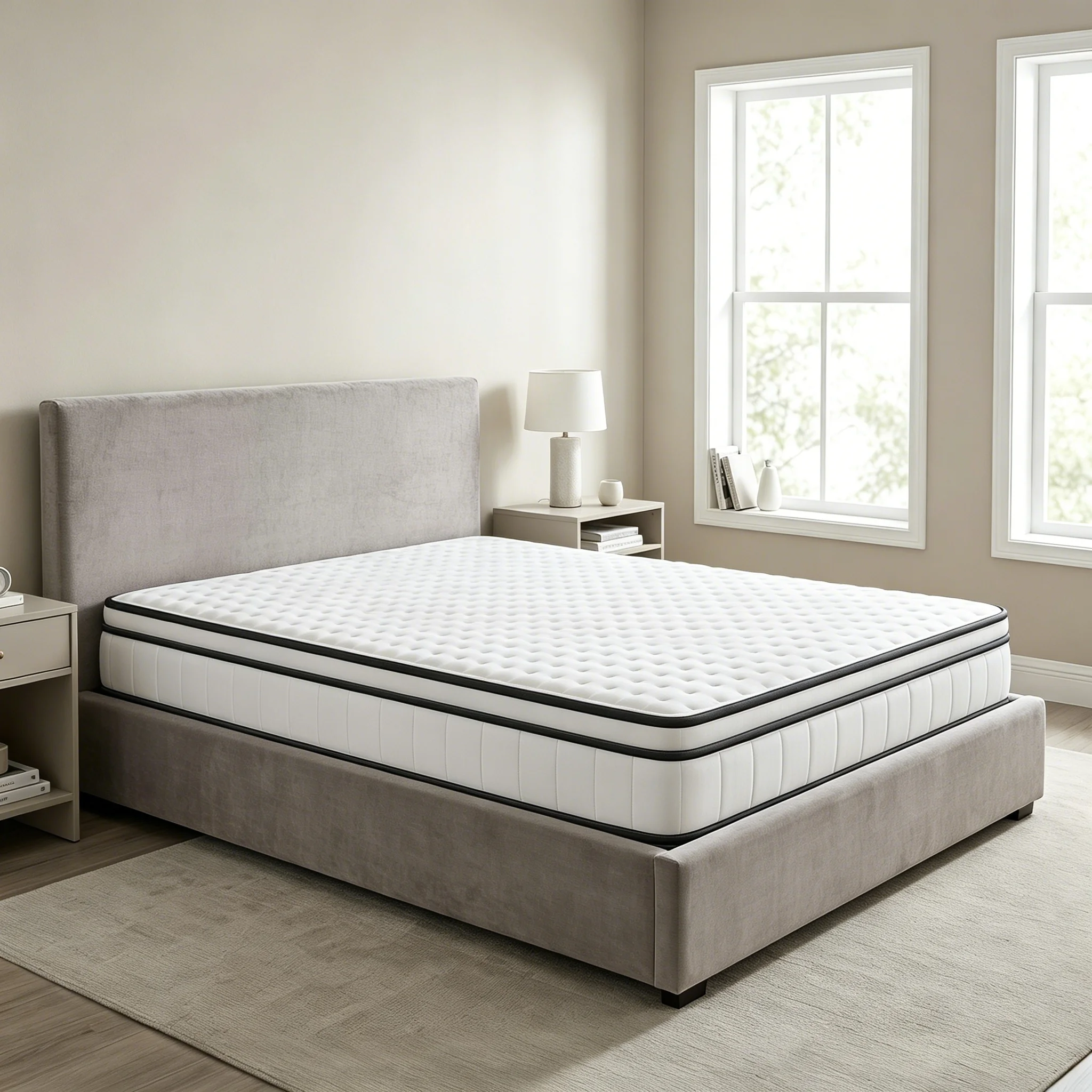Materasso a molle insacchettate Rosahqnda 90x200 /140x190 /140x200cm, materasso in memory foam di media rigidità con rivestimento in tessuto 3D traspi
