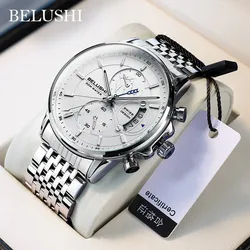 New Business Fashion Elegant BELUSHI Mens Quartz Watch Brand Male Multifunctional Limited Edition Waterproof Man Quartz Watch