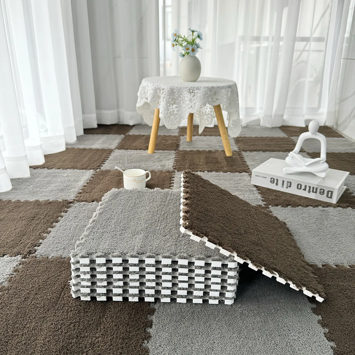 Baby Soft Plush Warm Carpet Children\'s Room Play Mat EVA Foam Living Room Bedroom Patchwork Mat Anti-slip and Anti-vibration Pad