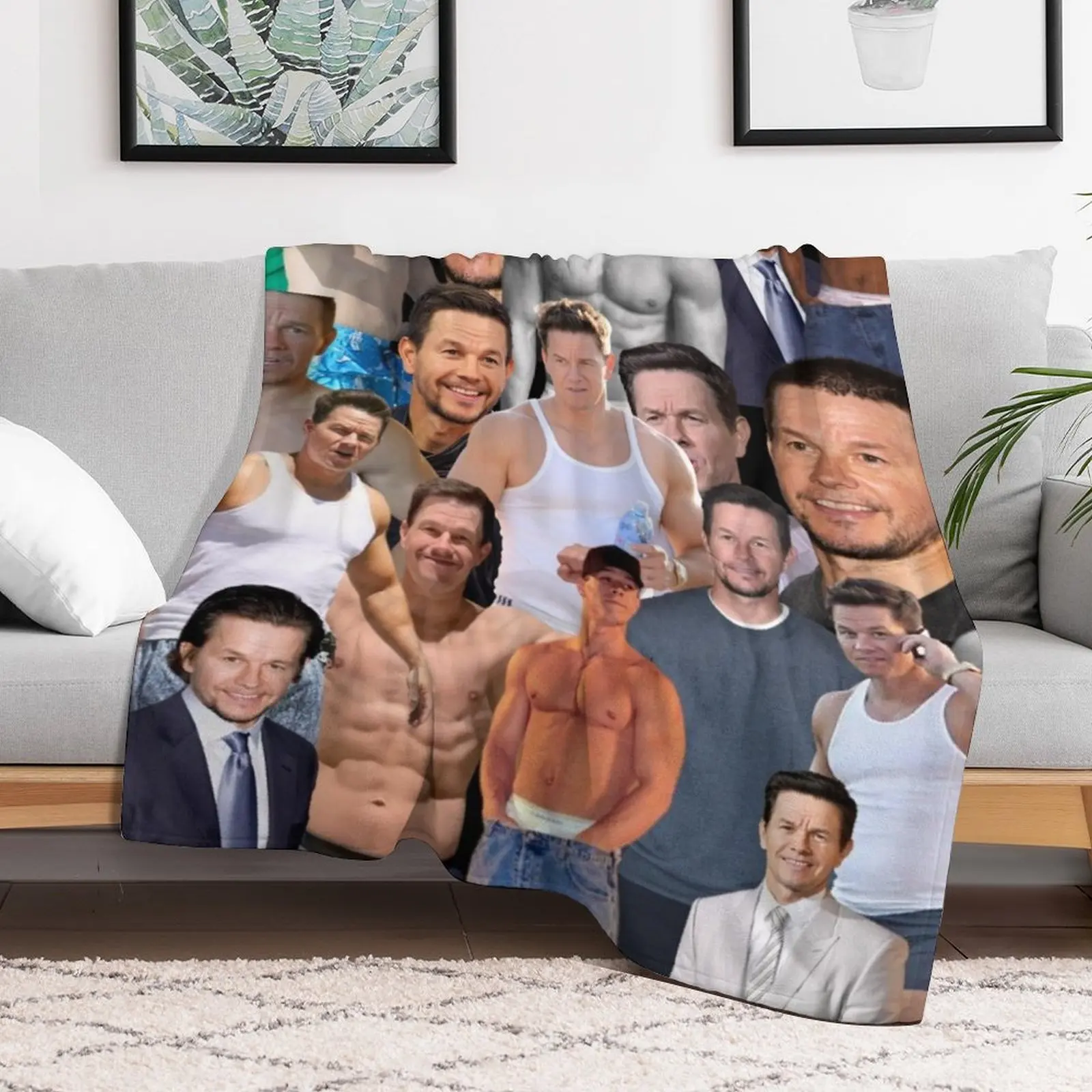 mark wahlberg photo collage Throw Blanket Single wednesday Designers Blankets