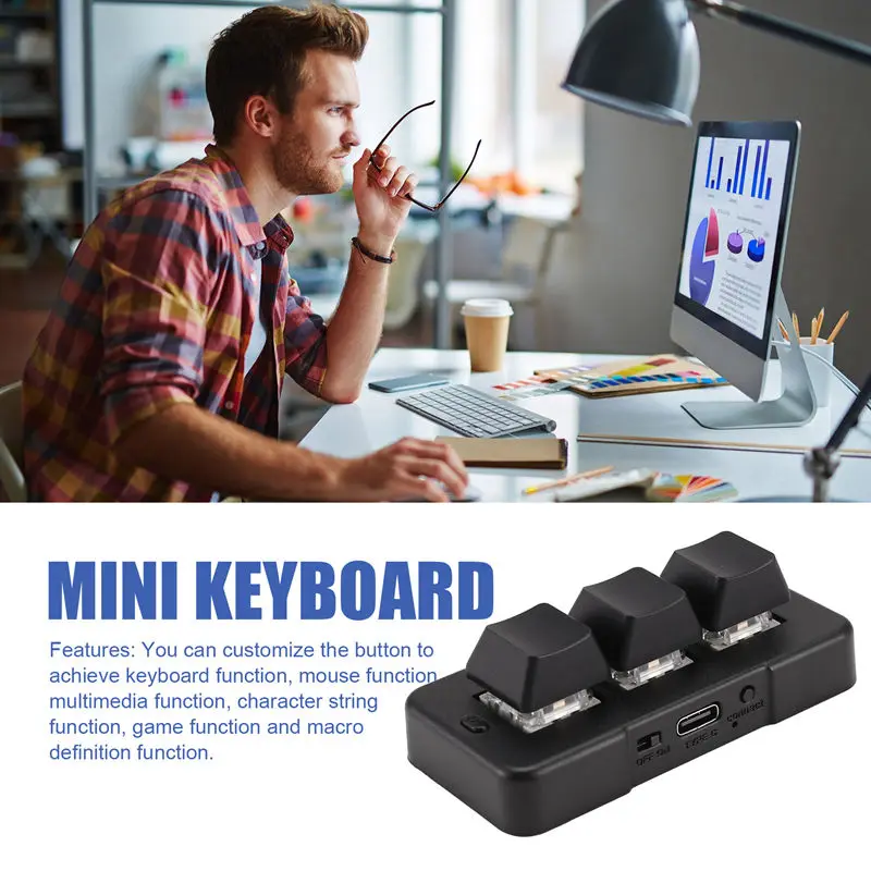 A42I-MK321 Progammable Macro Mini Keyboard 3 Mode Mechanical Keyboard Gaming Keypad For Game Multimedia