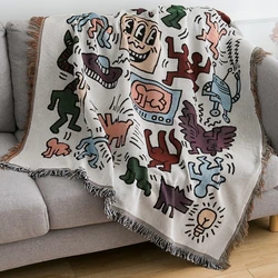 Textile City Ins Jigsaw Puzzle Throw Blanket, Jacquard Weave, Graffiti Home, Tassels décoratifs, Tapisserie extérieure, Polymères de camping