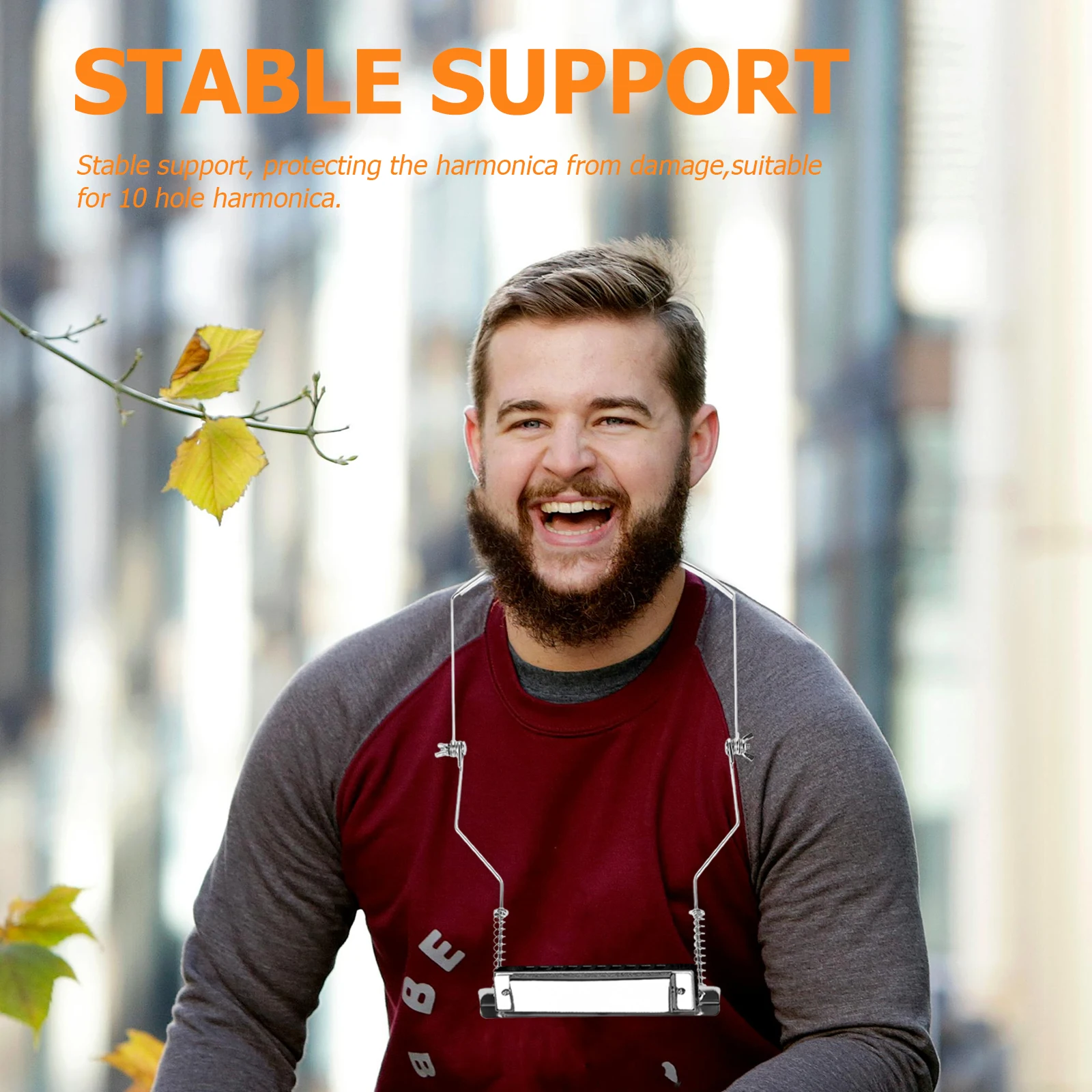 

Convenient 10-Hole Harmonica Neck Holder Adjustable Metal Portable Performance Rack Harmonica Neck Holder Mouth Organ Rack