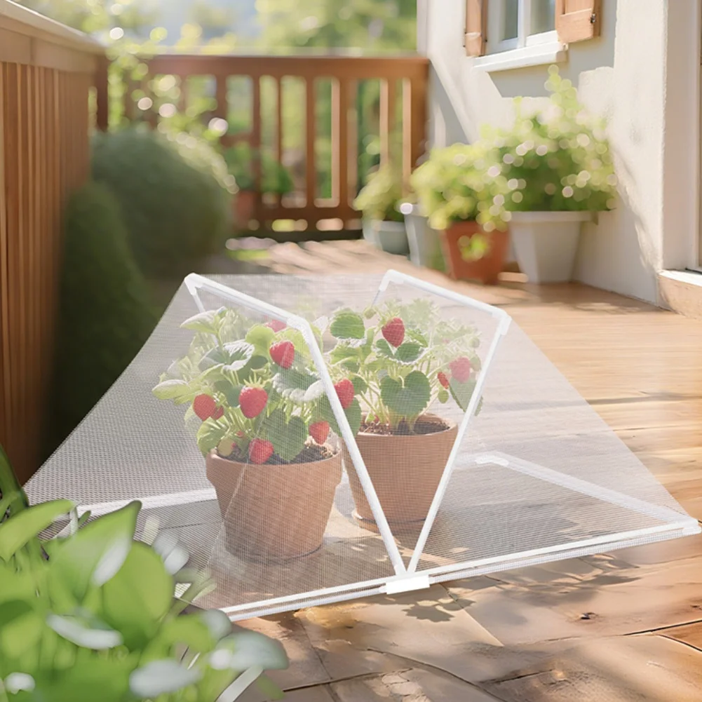 Foldable Raised Bed Cover for Garden Plants Breathable Mesh Greenhouse Protector Fiberglass Polyester 88x78x36cm