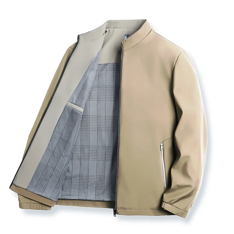 

Мужская ветровка EiAO, деловая повседневная водонепроницаемая ветрозащитная официальная куртка с воротником-стойкой для учащихся среднего возраста, 2025 г.