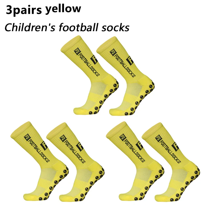 3 pairs New children and youth sports breathable soccer socks square silicone non-slip grip football socks 34-39