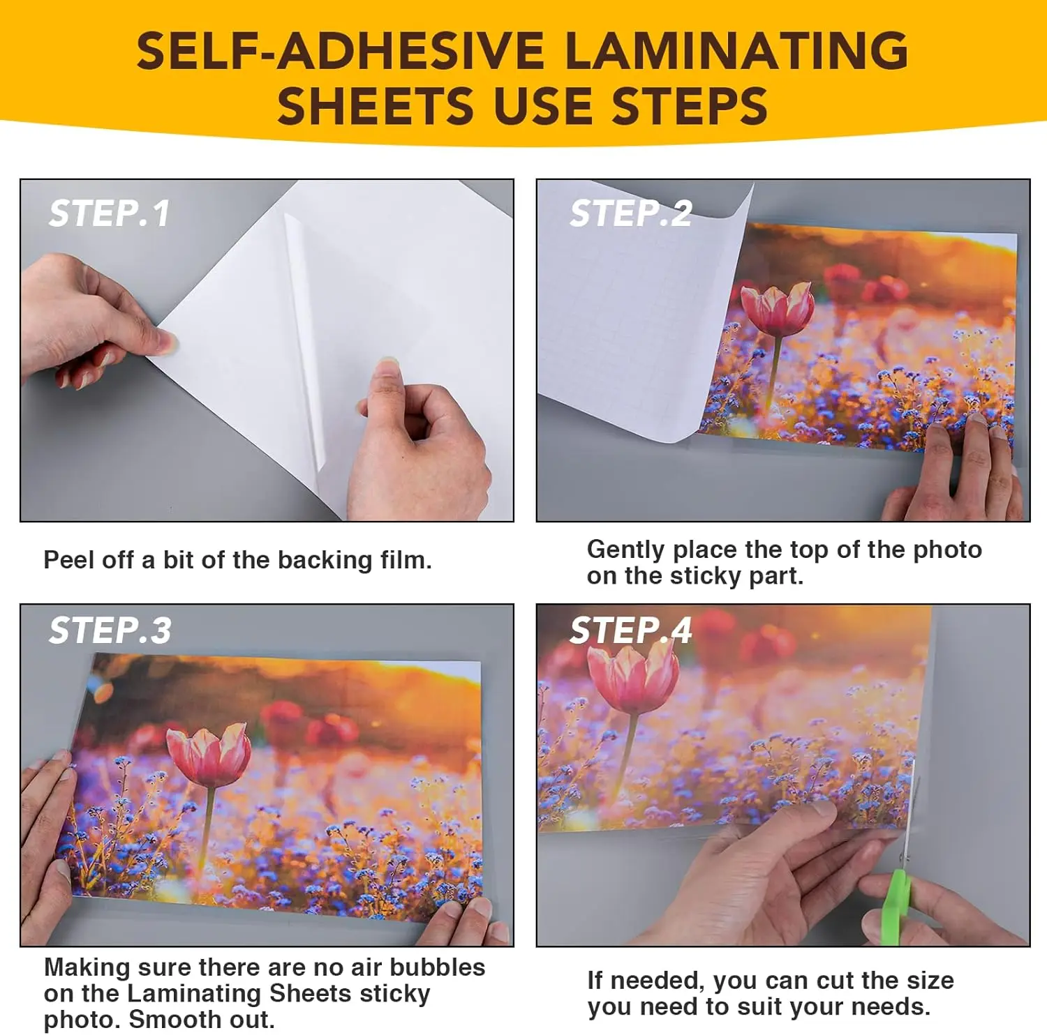 30 PCS Self-Adhesive Clear Cold  Laminating Sheets 9 x 12 Inches  No Machine Needed Durable Waterproof Document&Photo Protection