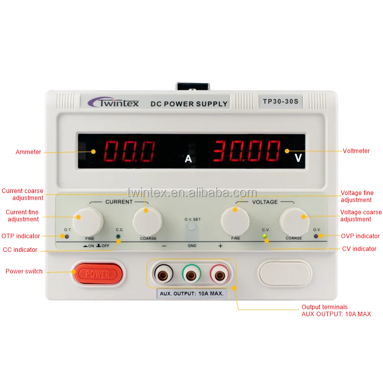 Twintex TP30-20S 600W 20A True Rated CC CV Variable Voltage DC Regulated Switching Mode Power Supply 30V